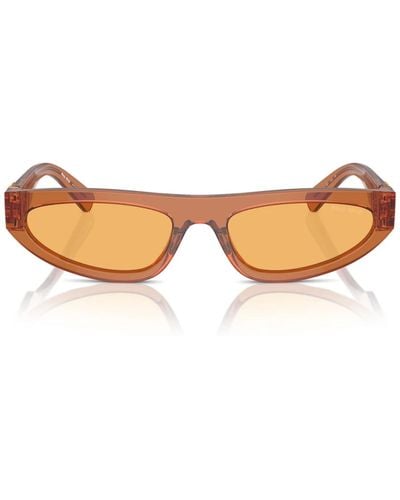 Miu Miu Moderne karamell sonnenbrille mit gelben gläsern - Braun
