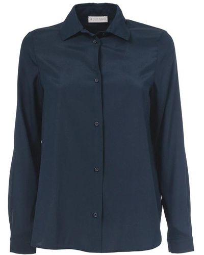 Le Tricot Perugia Camisa de seda con cuello clásico - Azul