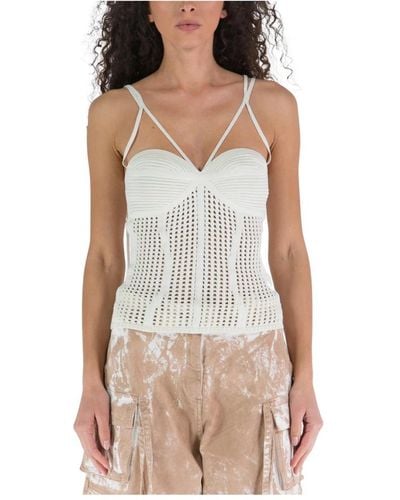 ANDREA ADAMO Top fishnet knit corset - Bianco