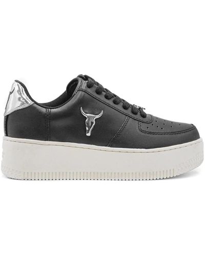 Windsor Smith Sneakers da in pelle nera con logo - 39 - Nero