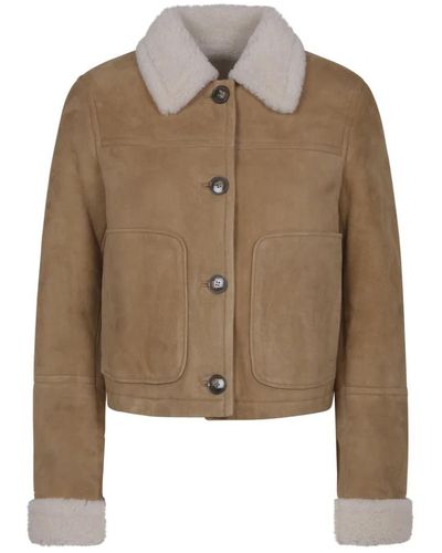 Yves Salomon Jackets > leather jackets - Marron