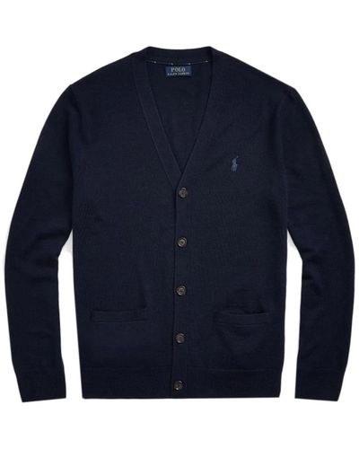 Ralph Lauren Cardigan in lana merino con scollo a v - Blu