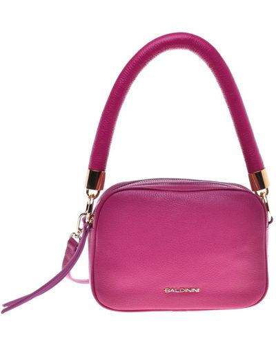 Baldinini Shoulder bag in fuchsia tumbled leather - Pink