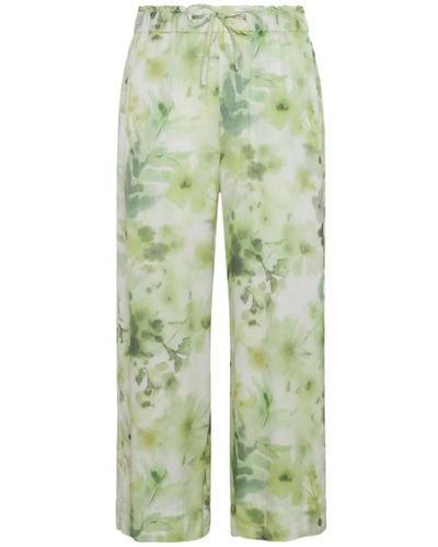 Deha Pantaloni cropped in seta - Verde