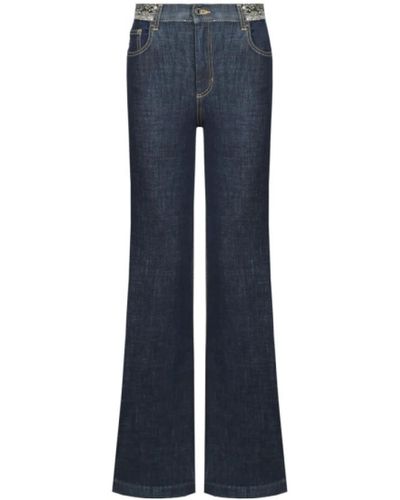 Liu Jo Jeans a zampa vita alta con paillettes - Blu
