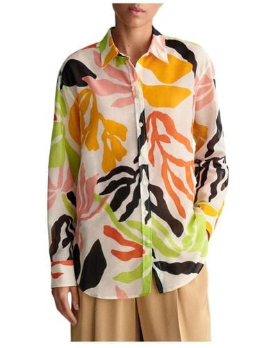 GANT Rel palm print cot silk shirt - Arancione