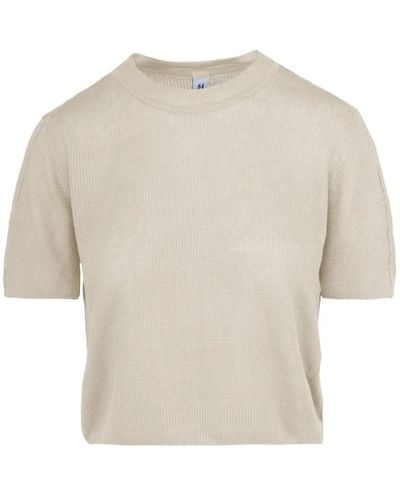 Bomboogie Linen cotton short-sleeved jumper - Blanco