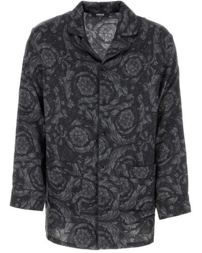 Versace Satin pyjama hemd - Grau