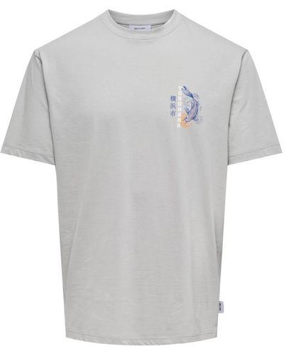 Only & Sons Dynamisches print kurzarm t-shirt - Grau