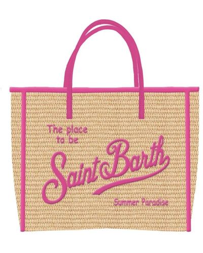 Mc2 Saint Barth Mini bolso de playa de paja - Rosa