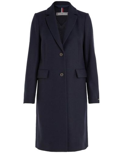 Tommy Hilfiger Single-Breasted Coats - Blue