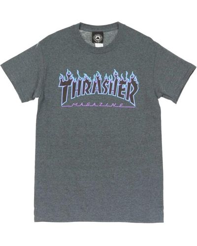 Thrasher T-Shirt Man Flame T-Shirt - Grau