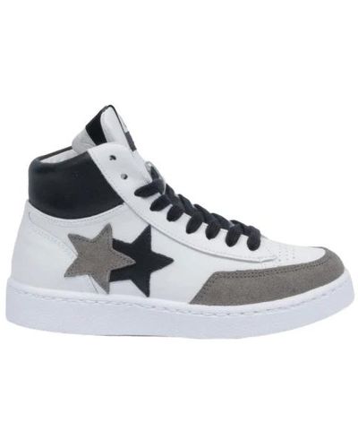 2Star Sneakers star high bianche e nere - Nero