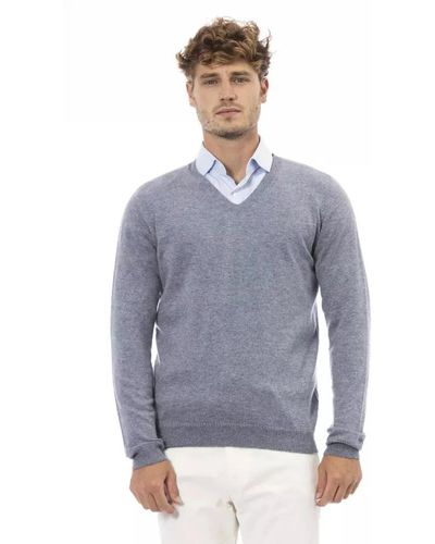 Alpha Studio Knitwear > v-neck knitwear - Bleu