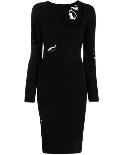 Blugirl Blumarine Elegantes schwarzes kleid mit tüll-einsätzen