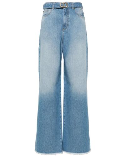 Twin Set Denim wide leg jeans mit frayed detailing - Blau