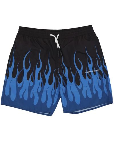 Vision Of Super Doppelte flammen badebekleidung schwarz/blau