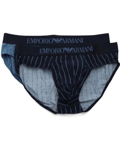Emporio Armani Baumwoll-stretch-slip-set mit logo-druck - Blau