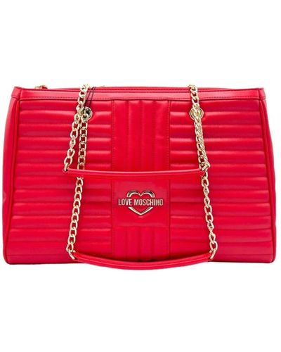Love Moschino Gepolsterte shoppingtasche mit metalllogo - Rot