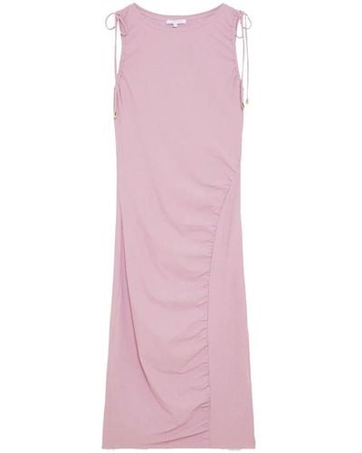 Patrizia Pepe Midi-Kleid mit verspielten Rüschen - Pink