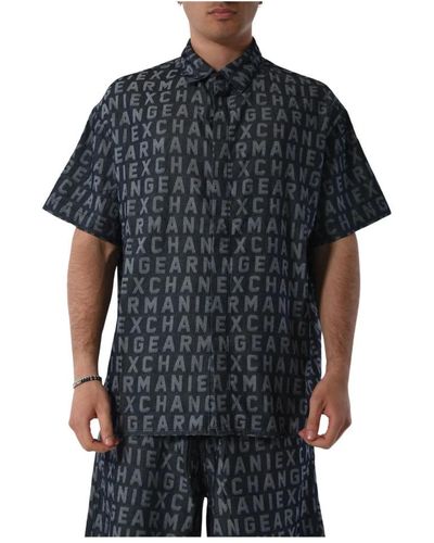 Armani Exchange Short Sleeve Shirts - Black
