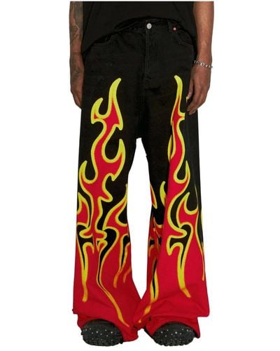 Vetements Flammenmotiv großform jeans - Rot