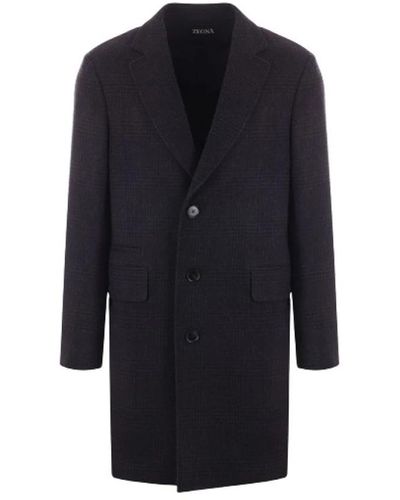 Zegna Blauer prince of wales wollmantel