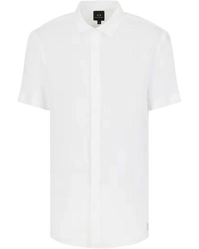 Armani Exchange Weiße kurzarmhemden,kurzarm dunkelblaue hemden,beige kurzarmhemden