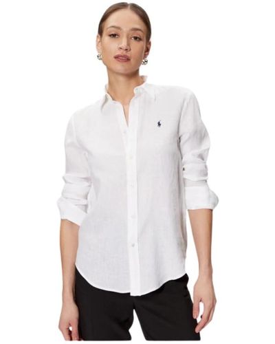 Polo Ralph Lauren Camisa casual de lino con logo bordado - Blanco