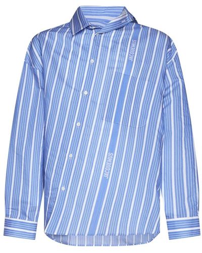 Jacquemus Vertikal gestreiftes seidenhemd,shirts - Blau