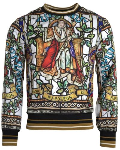 Dolce & Gabbana Napoleon print crew neck sweater - Verde