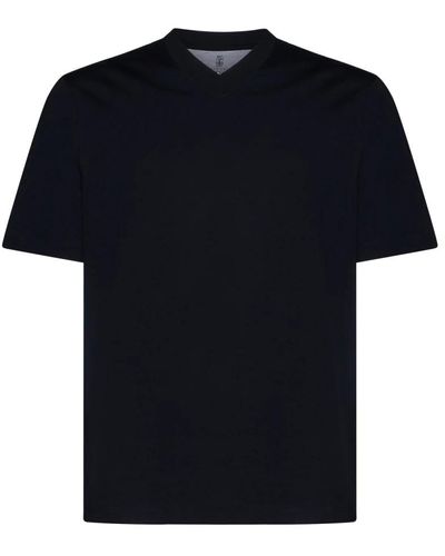 Brunello Cucinelli Blaue v-ausschnitt t-shirts und polos - Schwarz