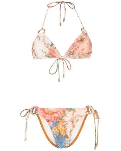 Zimmermann Multi colour august spliced ring tie bikini - Rosa