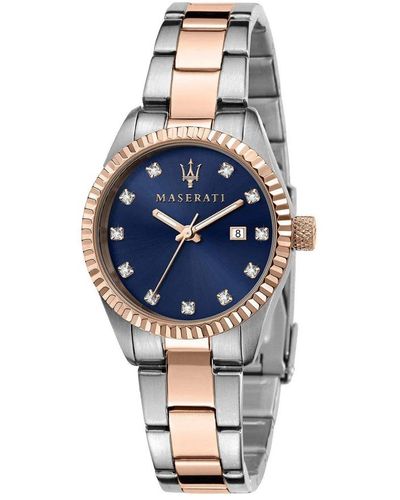 Maserati Uhr quarz blau silber