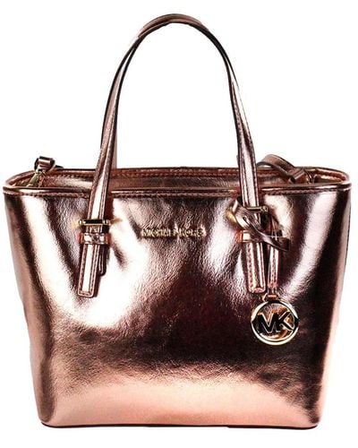 Michael Kors Metallic smooth leather top zip tote bag - Braun