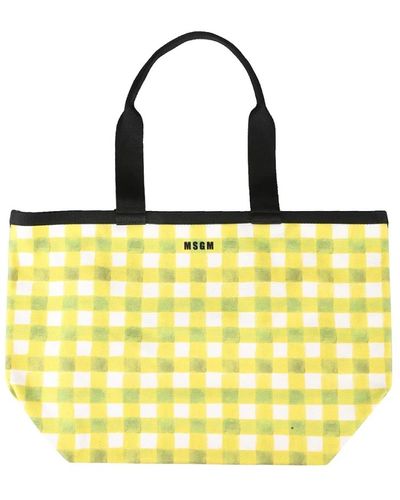 MSGM Small shopping bag with check pattern - Amarillo
