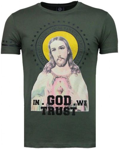 Local Fanatic Jesus gott vertrauen rhinestone - t-shirt - 5094g - Grün