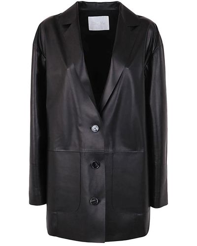 DROMe Boxy leather giacca blazer - Nero