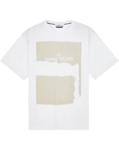 Stone Island Lässiges baumwoll-t-shirt - Weiß