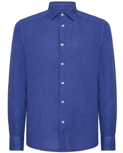 Peuterey Camicia in lino slim fit casual elegante - Blu