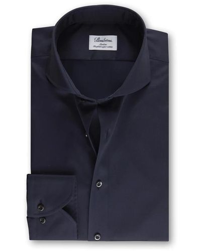Stenströms Marine twill hemd, spread kragen, no. 31 schette - Blau