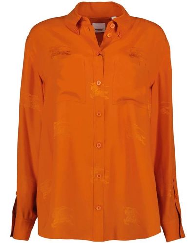 Burberry Seidenbesticktes hemdkleid - Orange