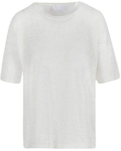 Daniele Fiesoli Camiseta de lino con cuello redondo - Blanco