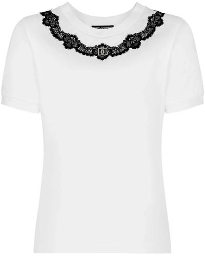 Dolce & Gabbana Logo dg spitze jersey t-shirt - Weiß