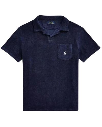 Ralph Lauren Marineblaues polo-shirt mit frotte-logo