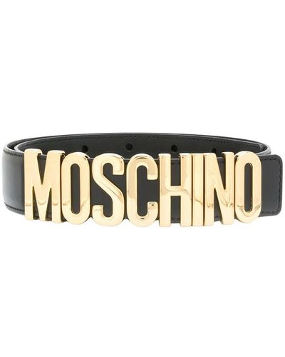 Moschino Belt in leather with logo - Negro