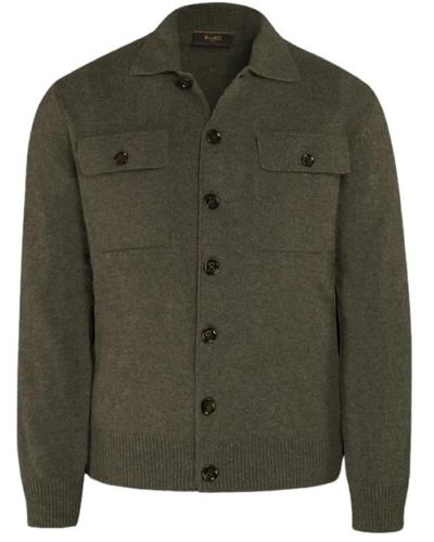Moorer Cardigan con bottoni in superfine lana di agnello e cashmere - Verde