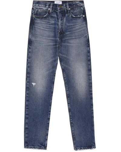 FRAME Slim fit jeans mit hoher taille und destroyed-effekten - Blau