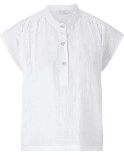 Rich & Royal Camiseta de mezcla de muselina de algodón mujer - Blanco