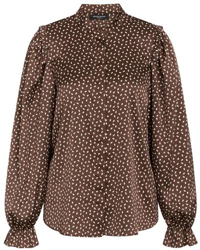 Bruuns Bazaar Camisa femenina acaciabbfria con mangas abullonadas - Marrón